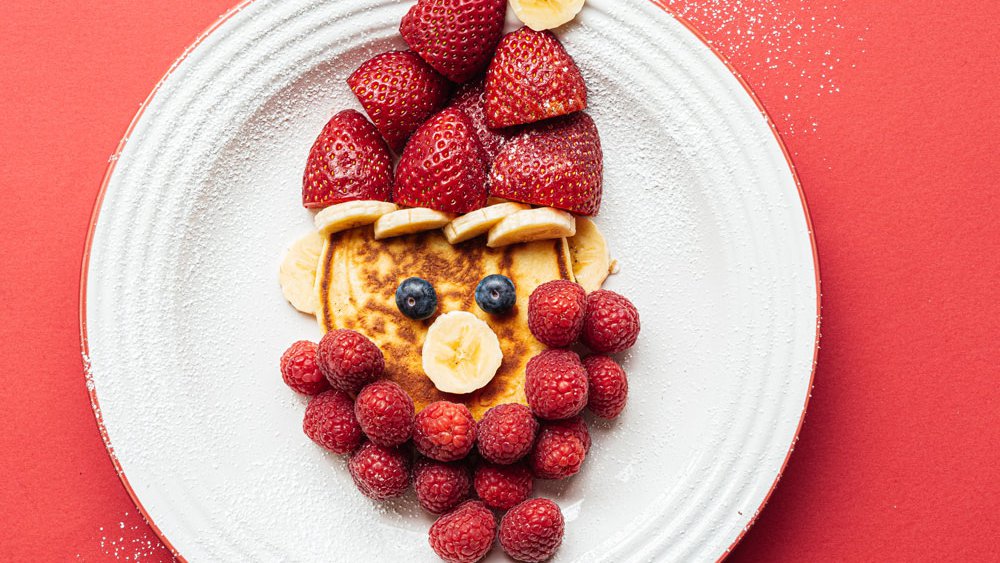 Santa raspberry pancakes