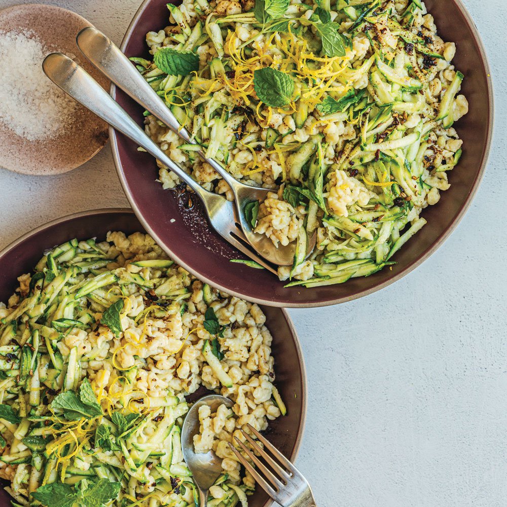 Ricotta spaetzle with fennel brown butter and courgettes