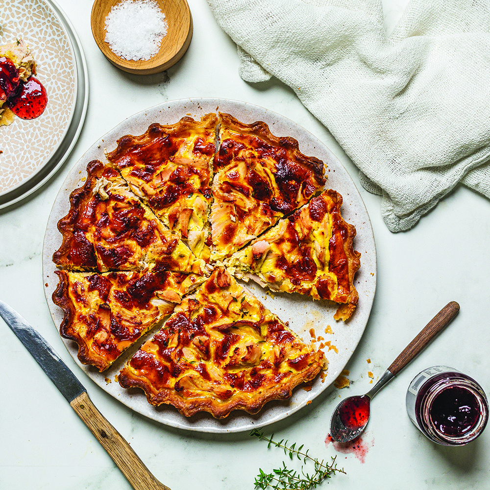 Roast turkey and cranberry quiche