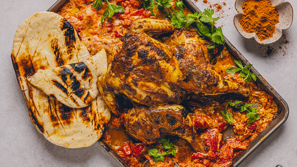 Roasted spatchcock butter chicken