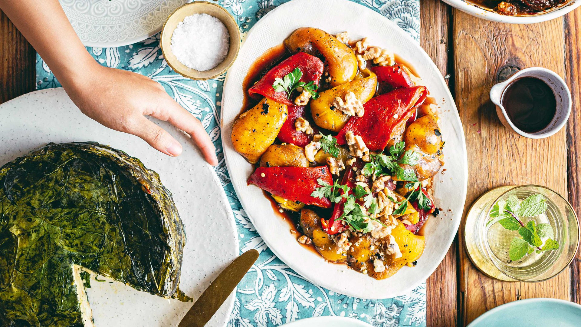 Roasted peppers with pomegranate dressing