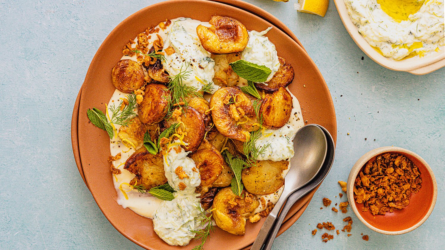 Roasted potato tzatziki salad