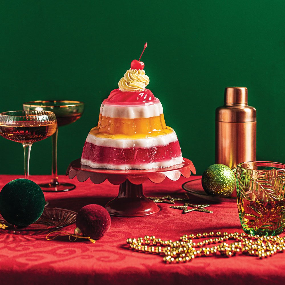 Rose water, coconut and orange blossom moulded jelly