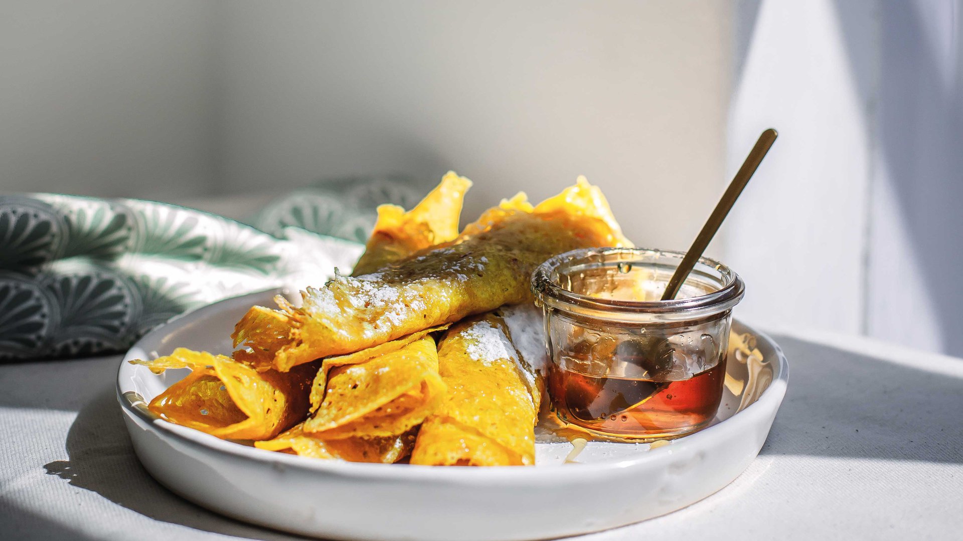 Saffron cardamom pancakes