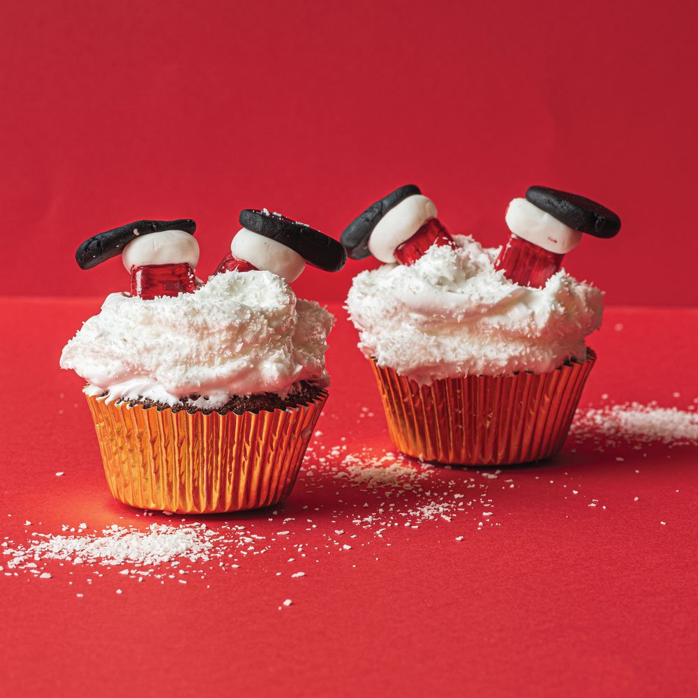 Santa-down-the chimney cupcakes