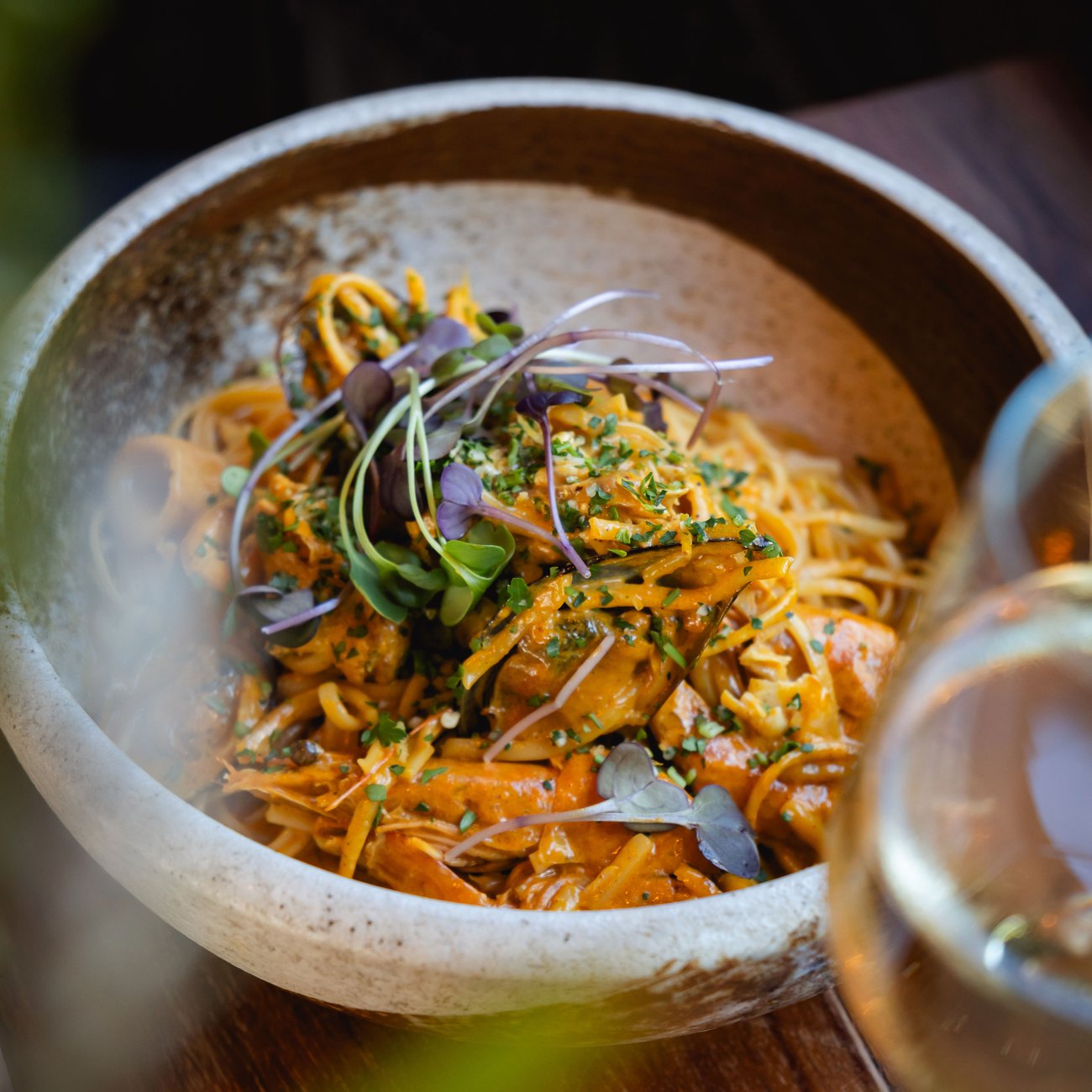 Punch phoron seafood linguine at Ilali Restaurant