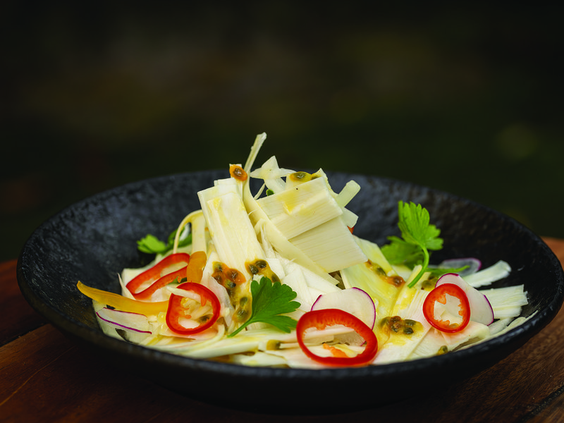 Chefs are able to select freshly harvested fruit and vegetables from the farm │ Desroches is home to a wide variety of flora and fauna │ Palm heart salad