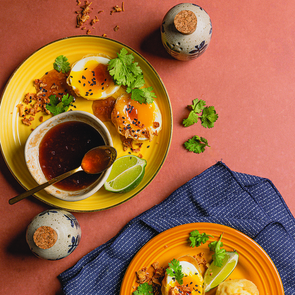 بيض "الصهر" مع صلصة الكراميل الحلوة والحامضة