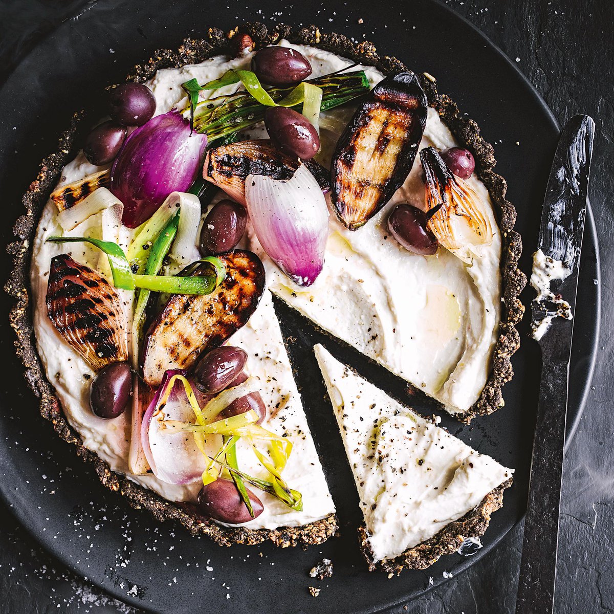 Chargrilled vegetable tart with whipped ricotta &amp; black pepper