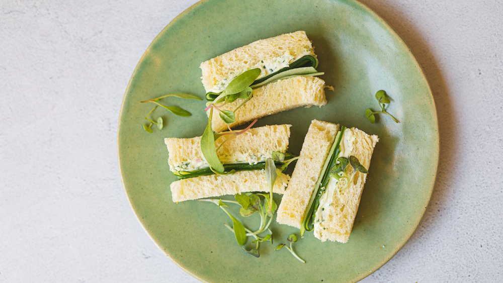 Cucumber and Boursin finger sandwiches