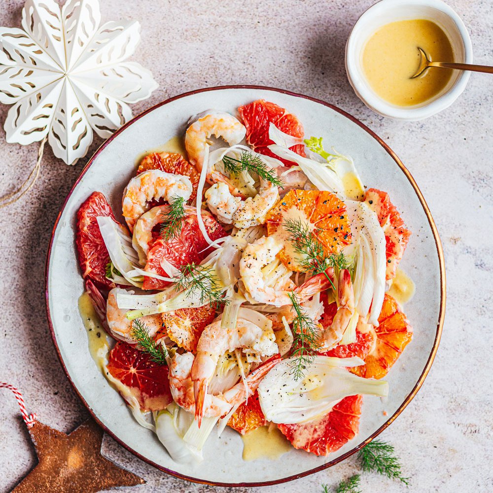 سلطة الحمضيات والشمر والروبيان