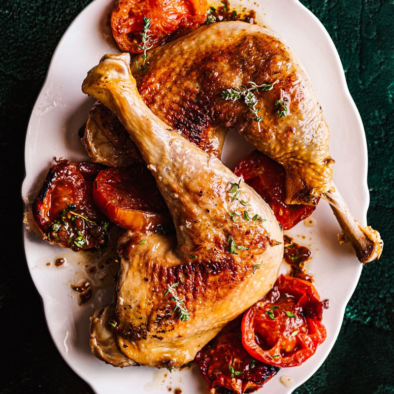 Turkey confit with tamarind-roasted tomatoes
