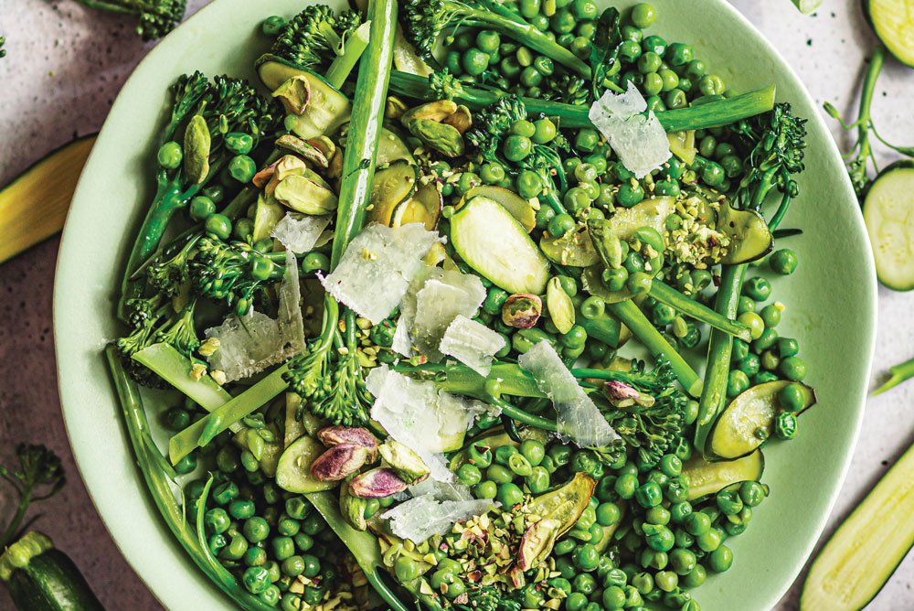 Courgette, broccoli and pea saute with parmigiano and pistachios recipe ...