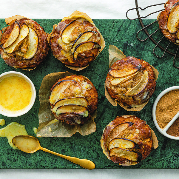 Apple muffins with ginger-orange glaze