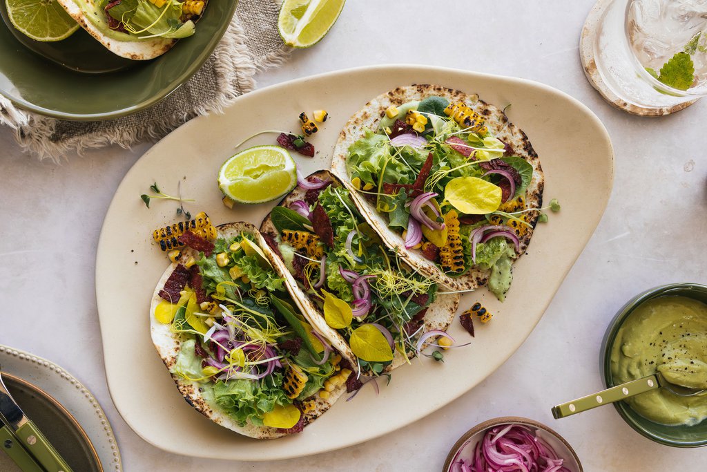 Charred corn, chorizo and golden mix soft tacos recipe - Spinneys ...
