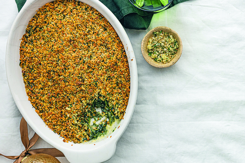 Creamed spinach and kale with herbed crumb gratin recipe - Spinneys UAE