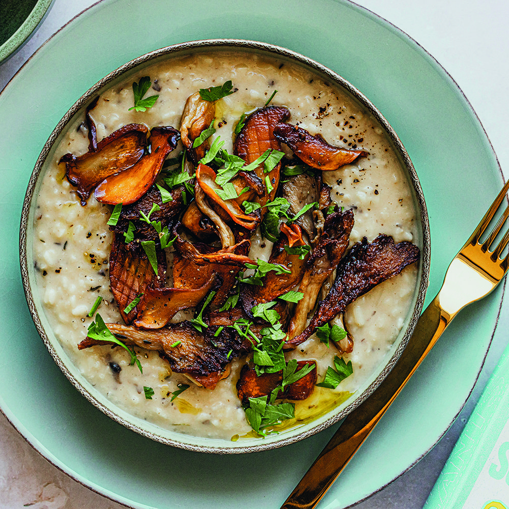 Creamy oat, mushroom and chestnut risotto