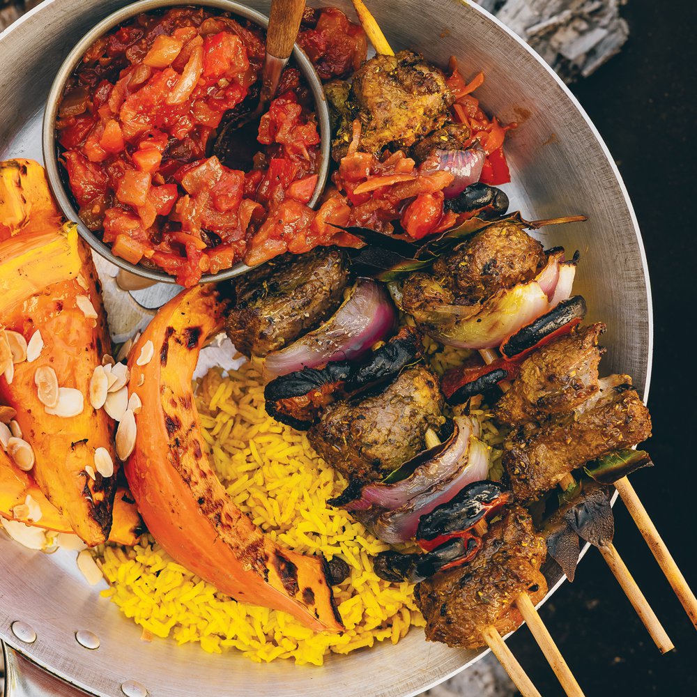 Curried apricot lamb sosaties