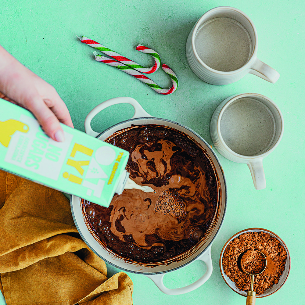 Oat milk peppermint hot chocolate