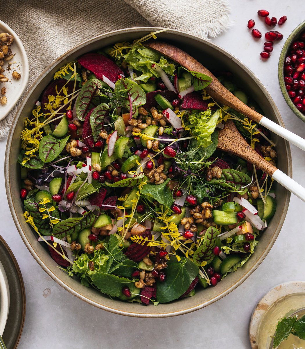 Orange sumac spice mix fattoush with za'atar pine nuts