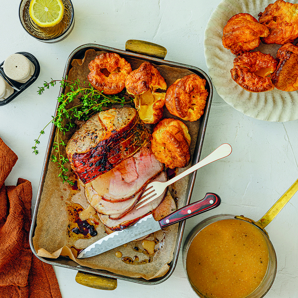Quick roast sirloin with Yorkshire horseradish gravy