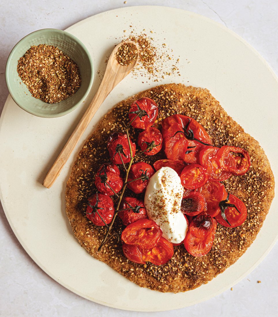 Roasted tomato and zaatar manakish