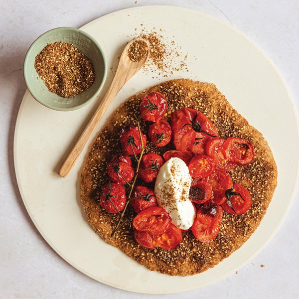 Roasted tomato and zaatar manakish