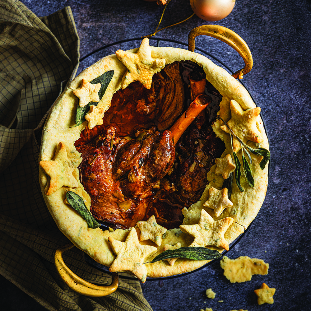 Welsh lamb shanks in rosemary gravy with sage crust