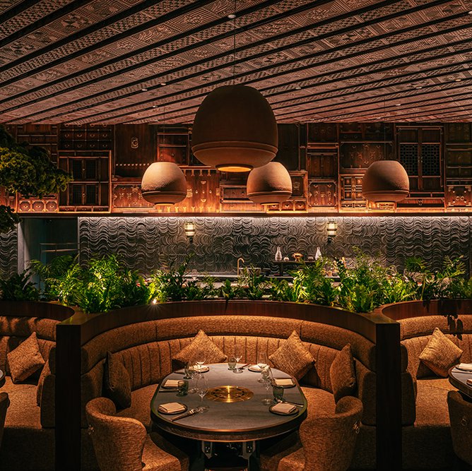 The interiors of HANU include nods to Korean culture