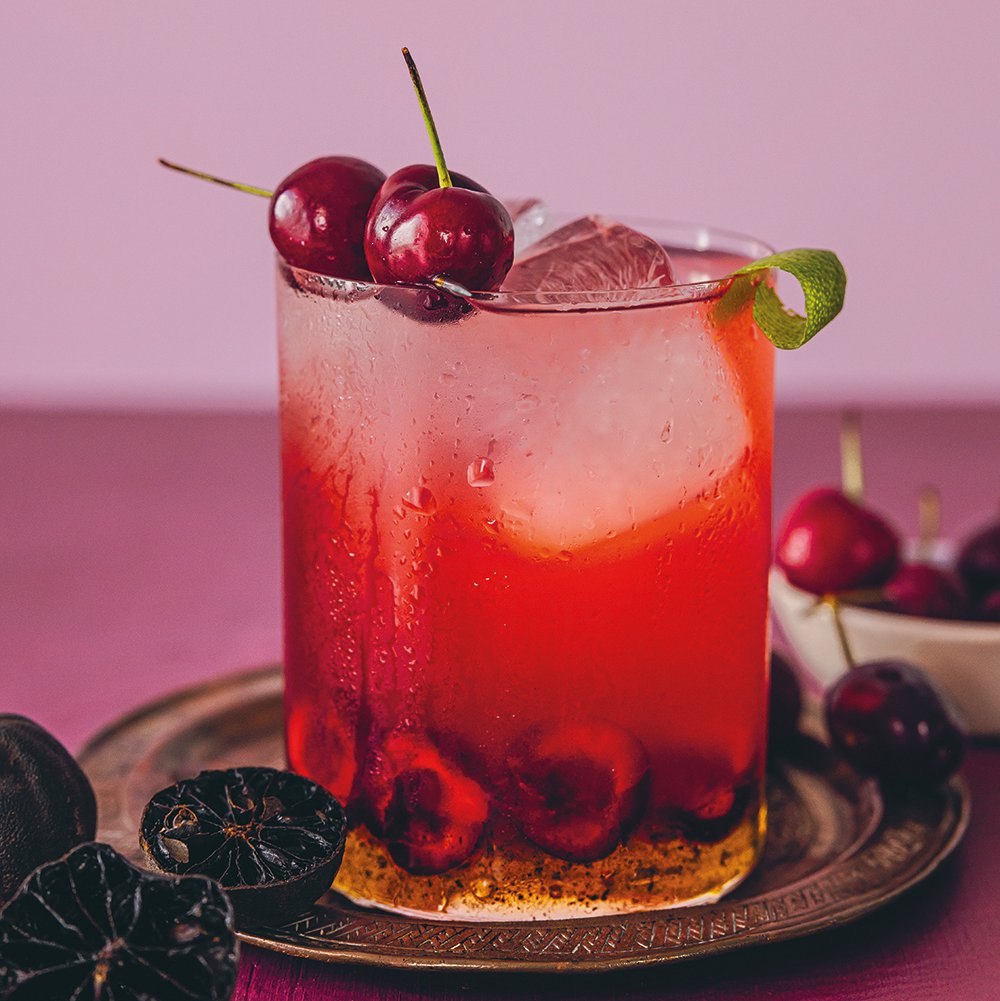 Cherry and black lime spritz