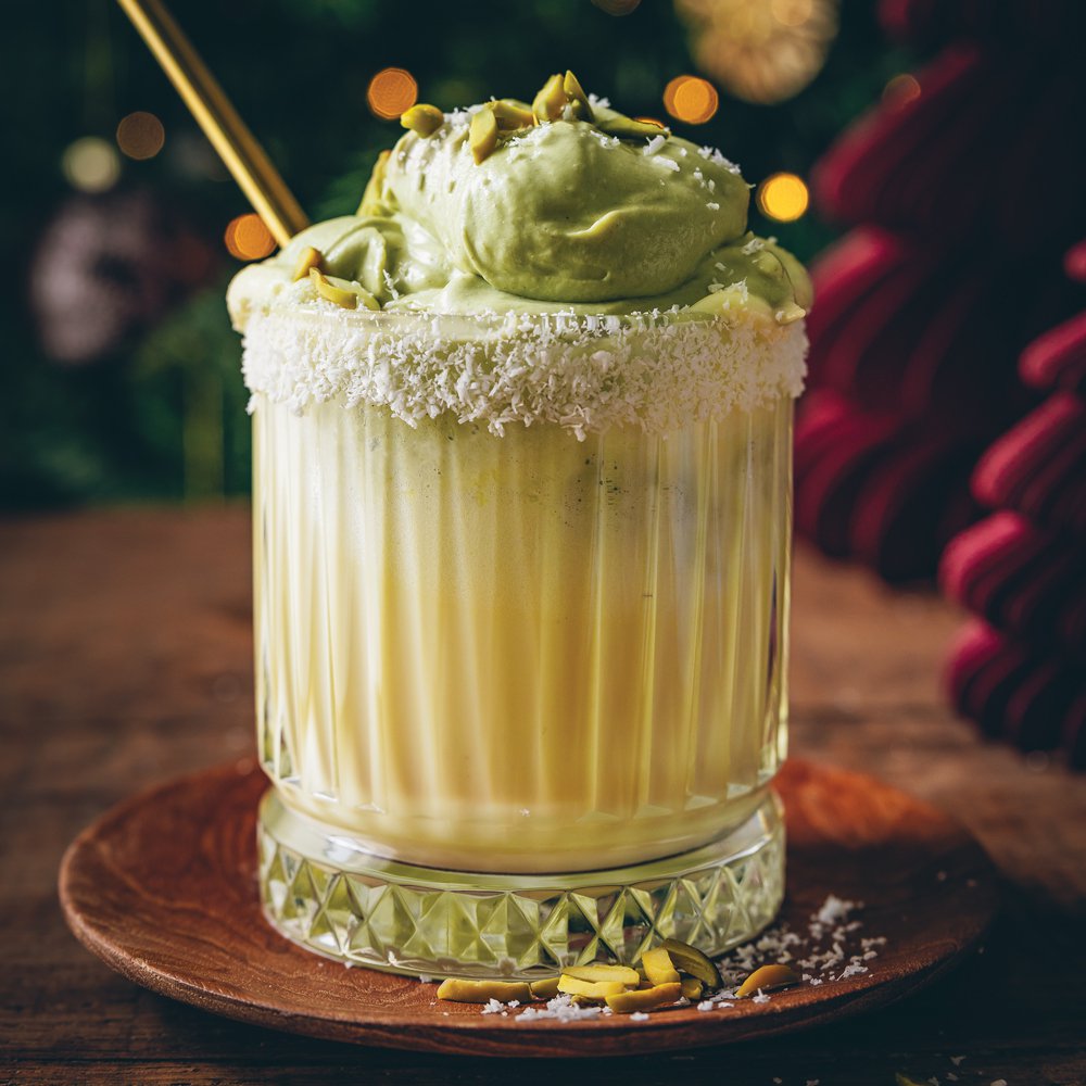 Chilled pistachio eggnog
