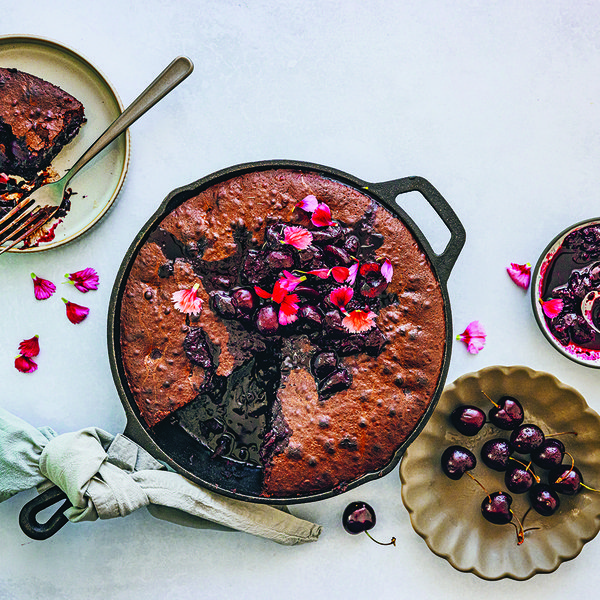 Chocolate-cherry skillet brownie