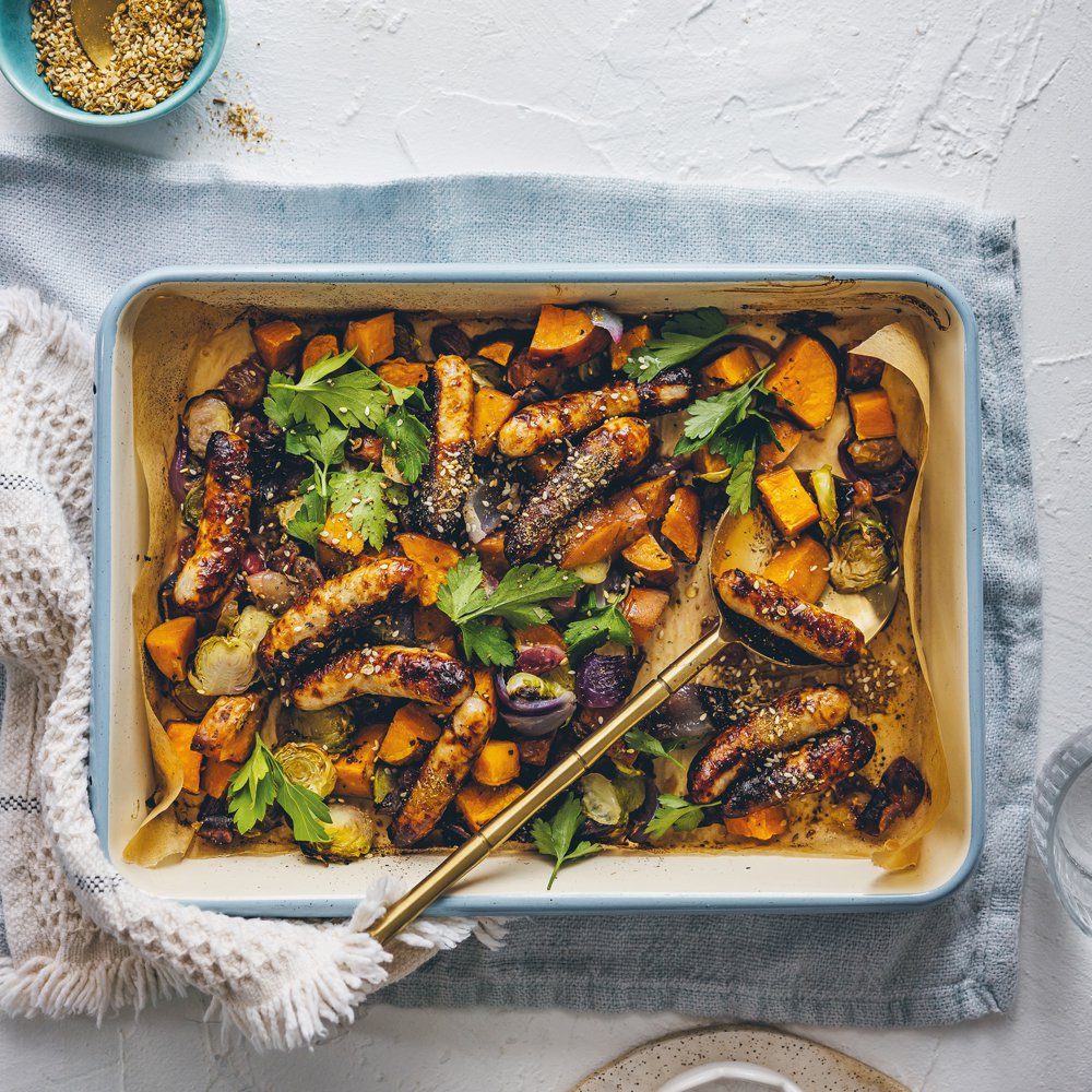 Christmas harvest dukkah sheet pan