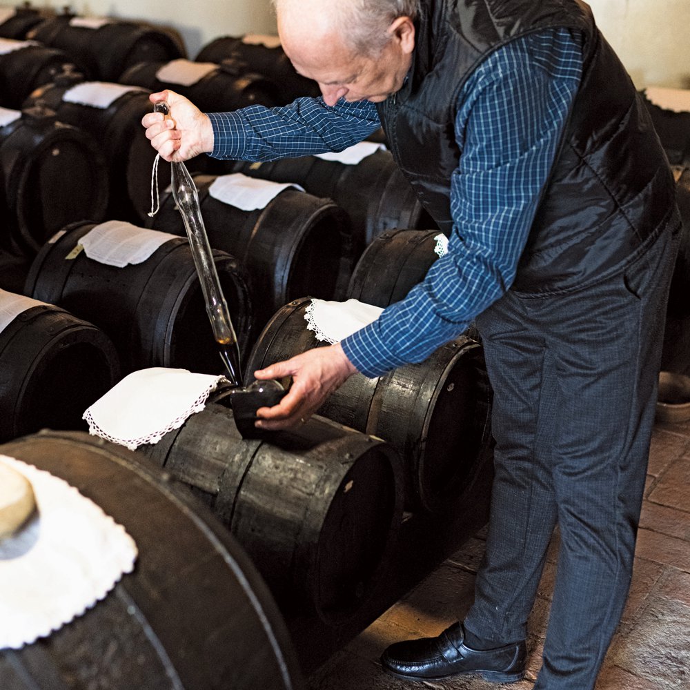 Testing balsamic vinegar at Acetaia Giuseppe Cremonini
