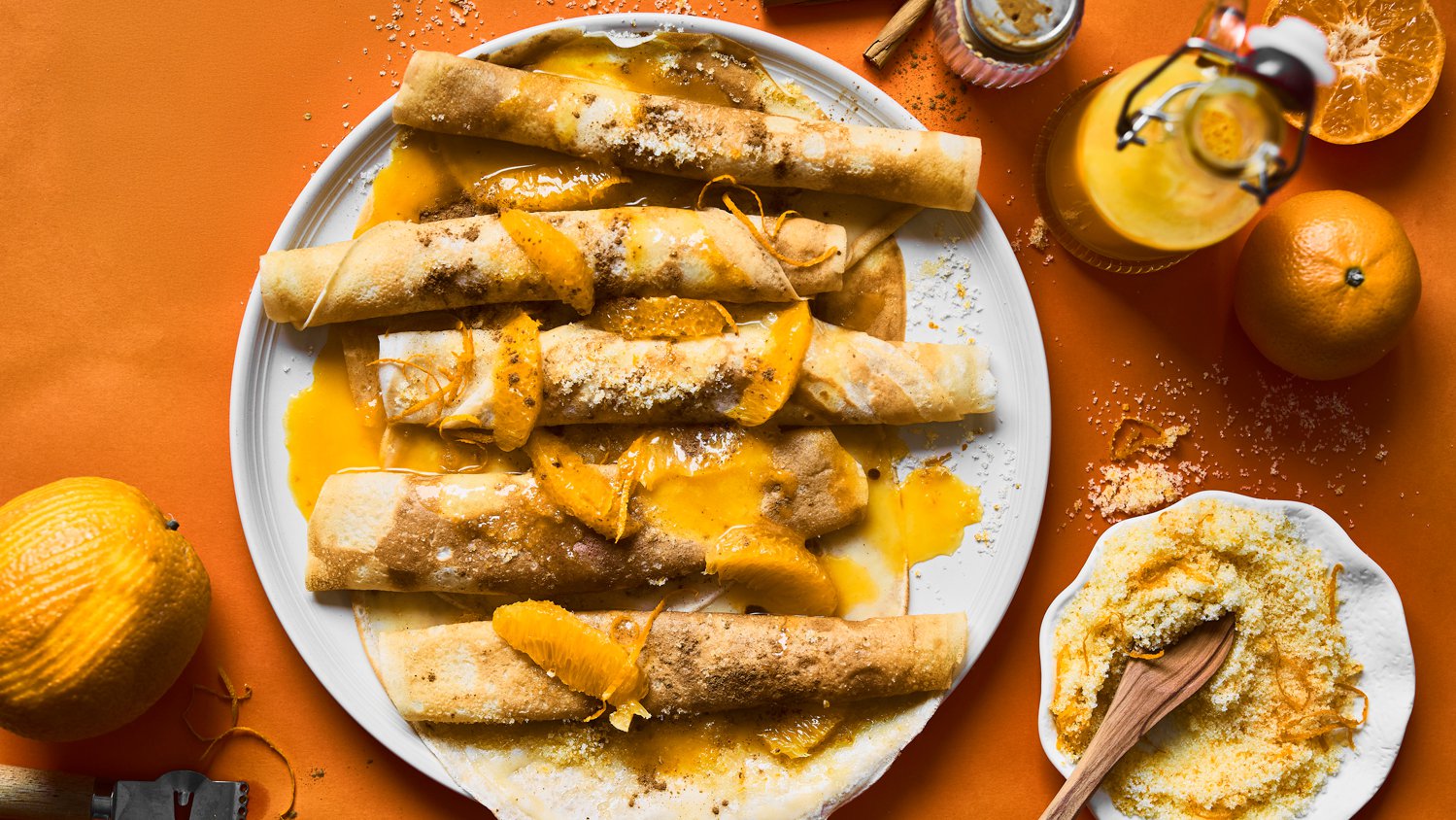 Clemengold pannekoeke with cinnamon citrus sugar and syrup