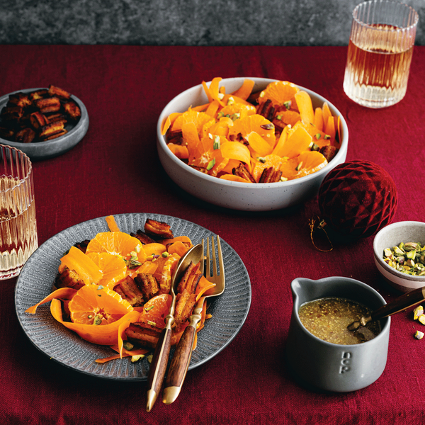 Carrot and clementine salad with sumac churro croutons