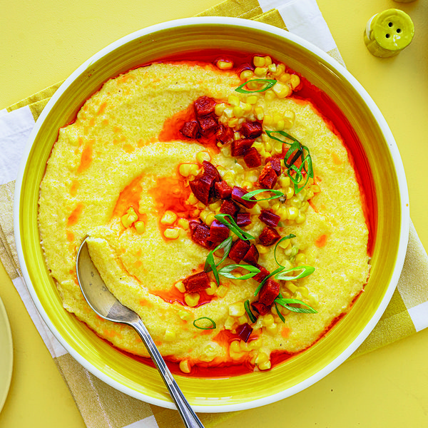 Corn grits with chorizo oil