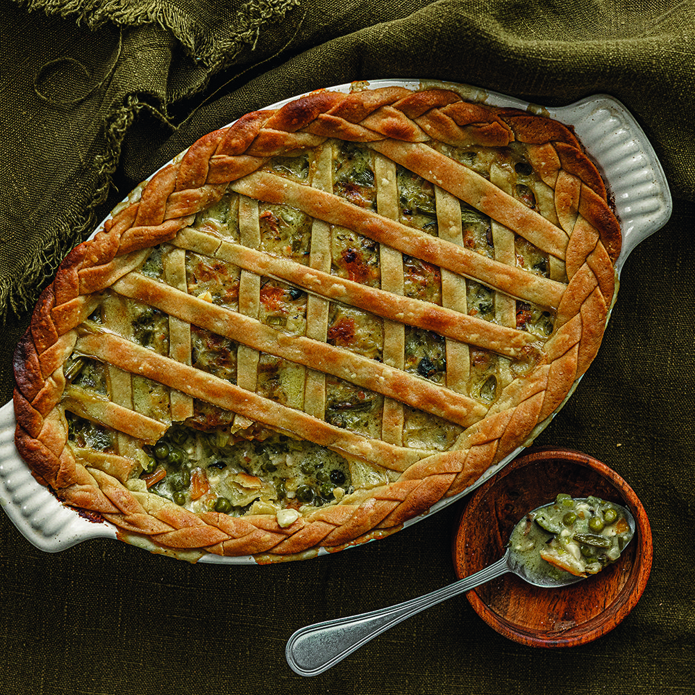Cottage cheese and garden vegetable pot pie