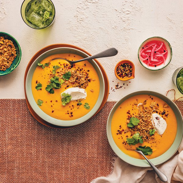 Curried butternut and apple soup with coconut milk