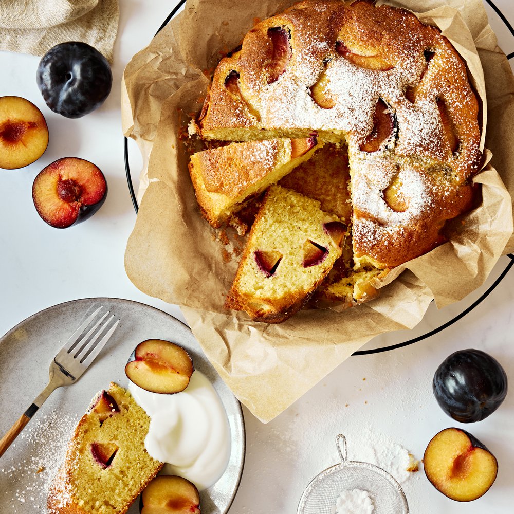 French plum yoghurt cake