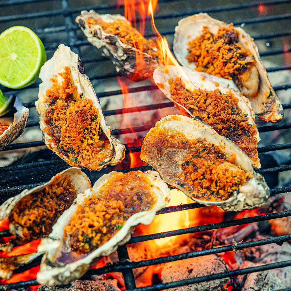 محار مشوي مع زبدة بتوابل كاجون