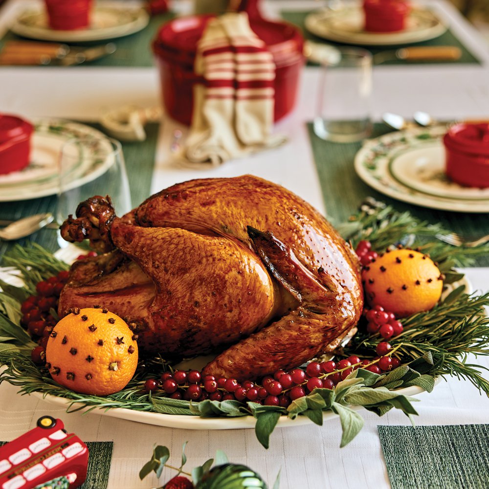 Honey and sage brined roast turkey