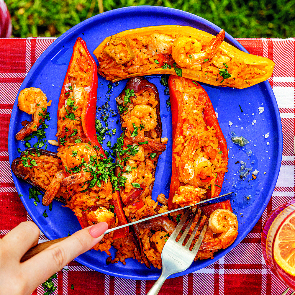 Jambalaya-stuffed peppers