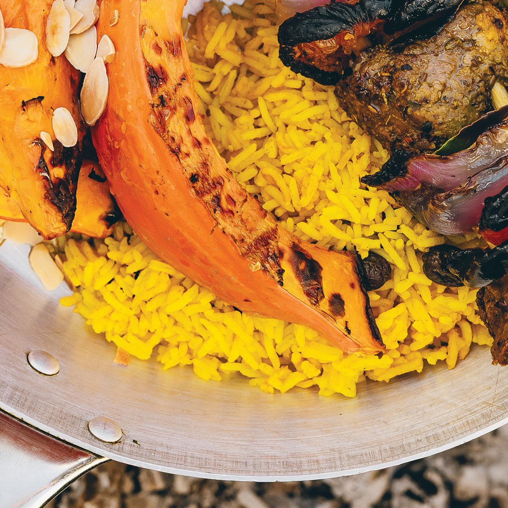 Malay yellow rice with raisins