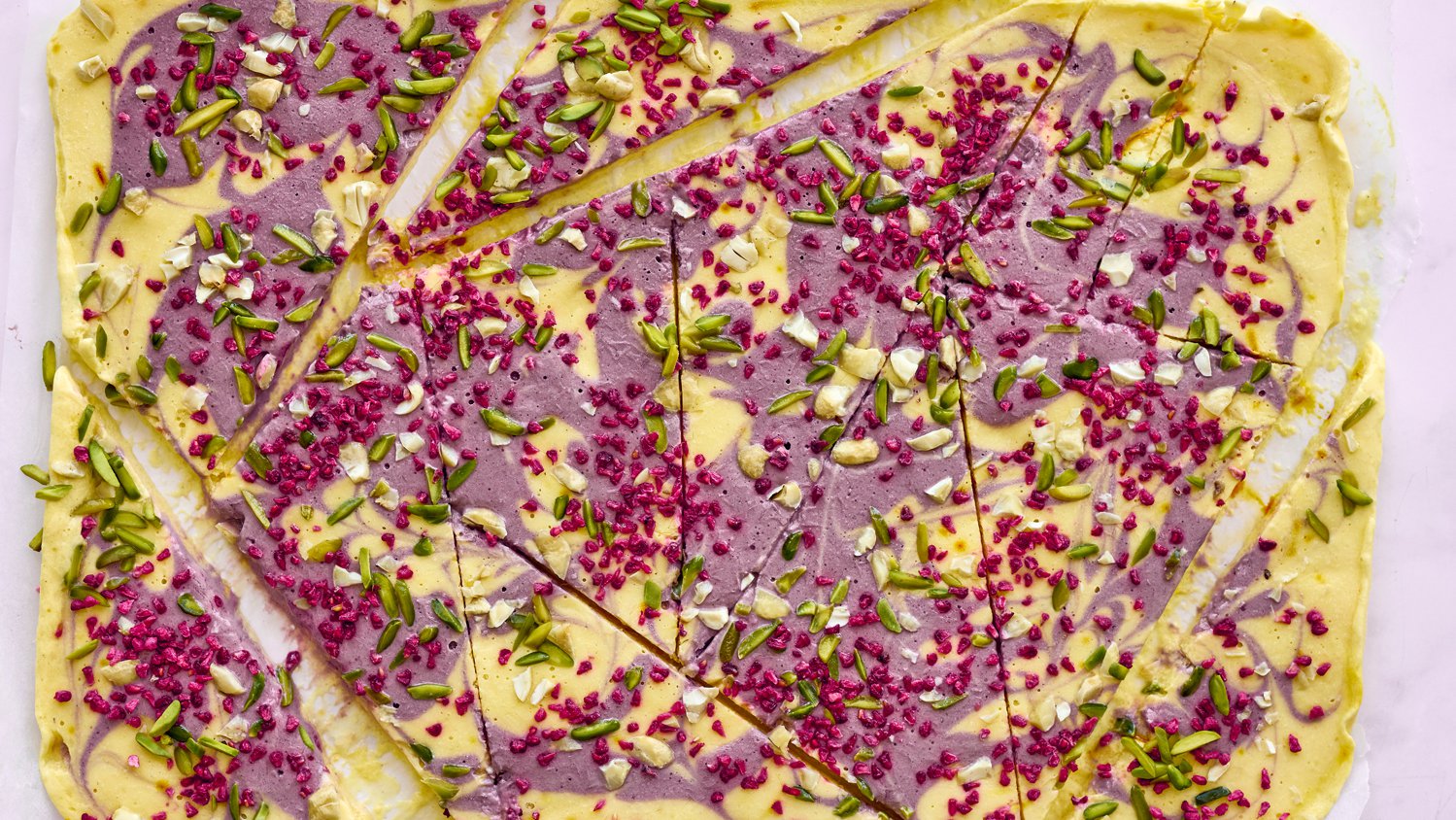 Mango shrikhand açaí yoghurt bark