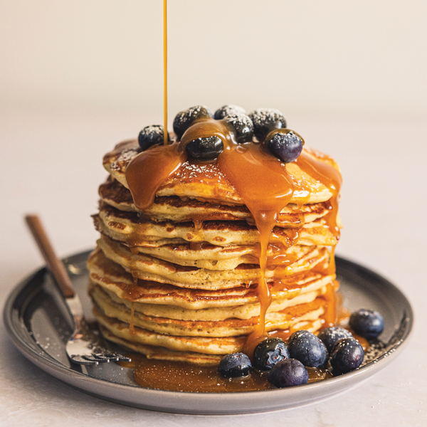 Pancakes with maple butter sauce