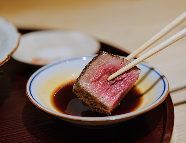 A brief sear on the grill is all it takes to melt the intricate web of fat and bring forth the beef’s subtle sweetness