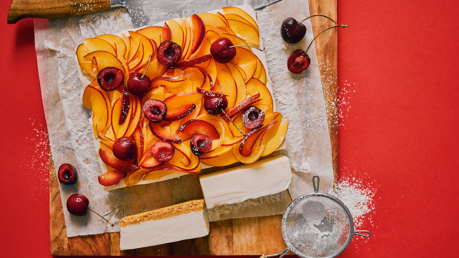 Nectarine and cherry cremora tart slices