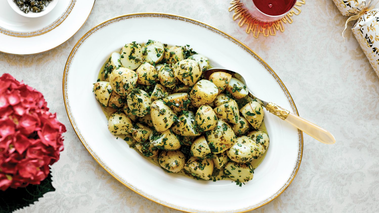 New potato salad with lemon and anchovies