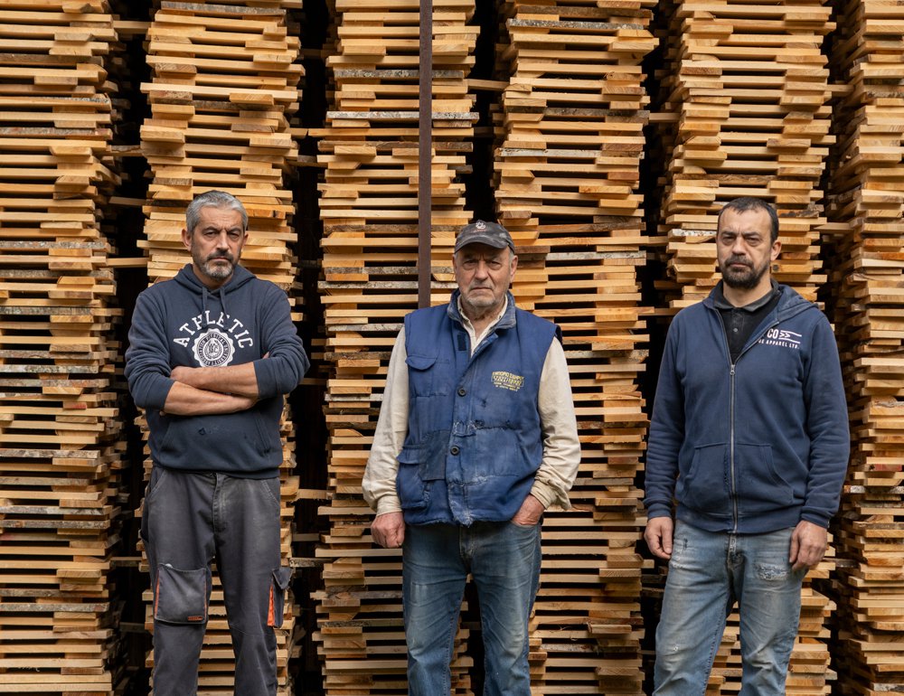 The feta made by Roussas is aged in beechwood barrels made by artisan woodworkers